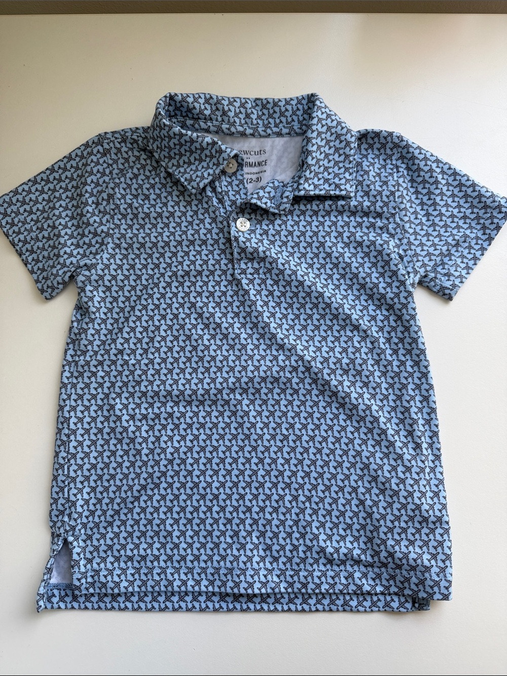 Crewcuts Light Blue Plane Polo 2-3T